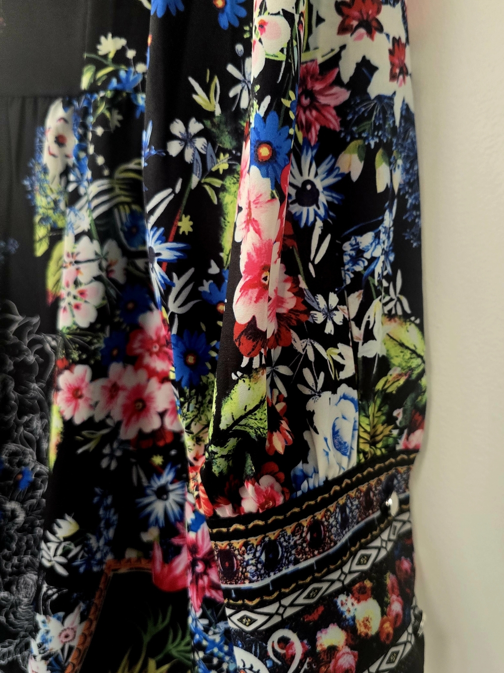 Delia McFee Black Floral Button Down Long Sleeve Minidress-Large CHIC! - Picture 16 of 16